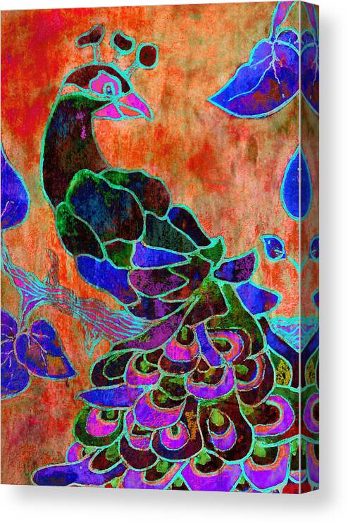 Peacock Canvas Print featuring the painting Joyful by Robin Mead