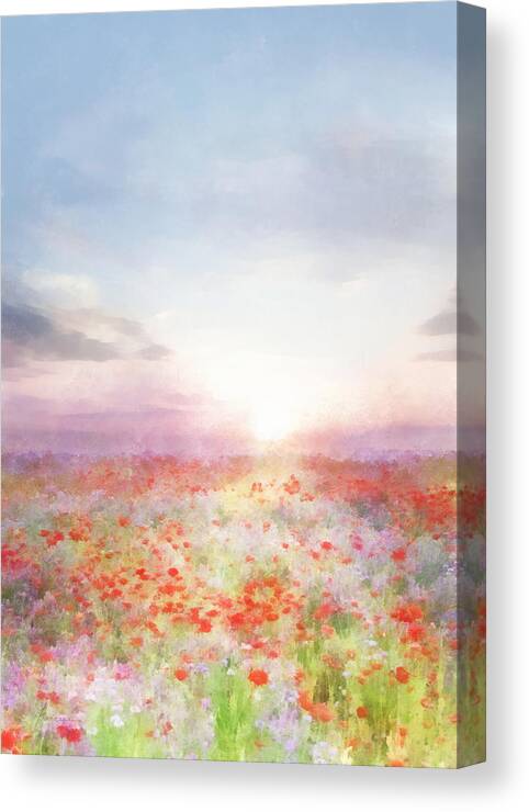 Field Canvas Print featuring the digital art Meadow Flowers by Frances Miller