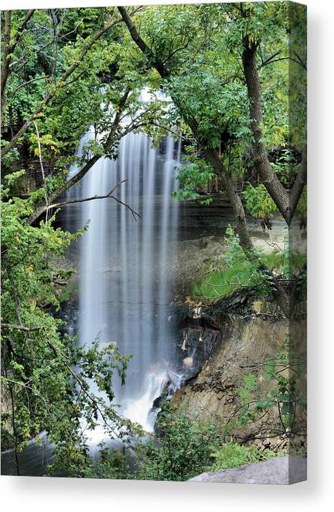 Minnehaha Falls Canvas Print featuring the photograph Minnehaha Falls Peek by Kristin Elmquist