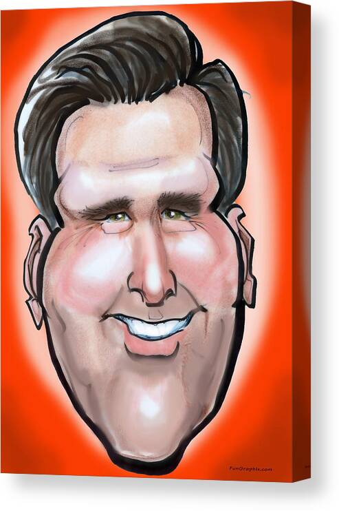 Mitt Romney Canvas Print featuring the painting Mitt Romney Caricature by Kevin Middleton