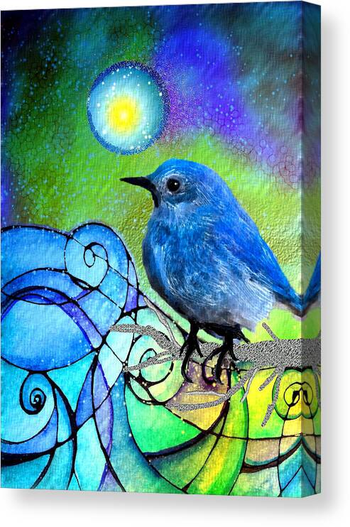 Bird Canvas Print featuring the painting Moonglow by Robin Mead