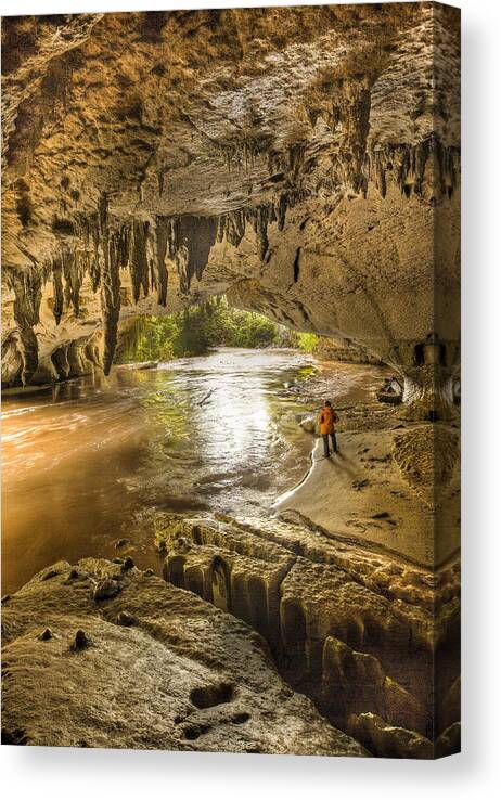00441947 Canvas Print featuring the photograph Moria Gate Arch And Oparara River by Colin Monteath