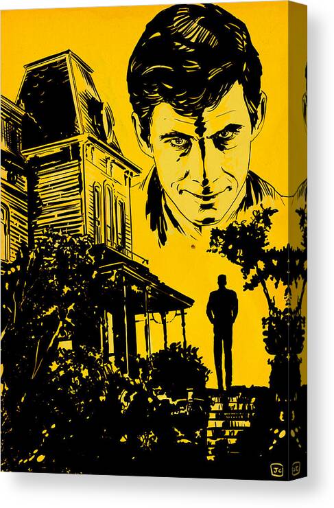 Cult Canvas Print featuring the drawing Norman Bates Psycho by Giuseppe Cristiano