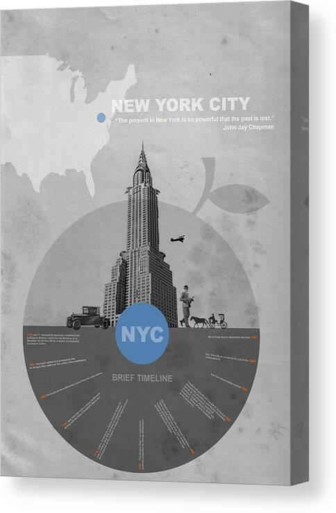 New York Canvas Print featuring the photograph NYC Poster by Naxart Studio