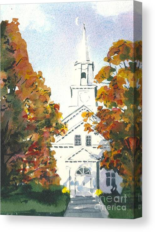 Church Canvas Print featuring the painting Oakdale United Methodist Church by Lynn Babineau