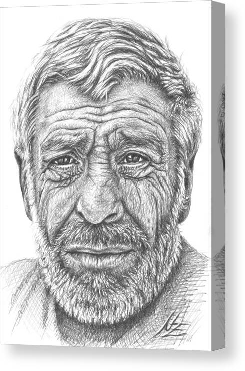 Face Canvas Print featuring the drawing Old Man from Greece by Nicole Zeug