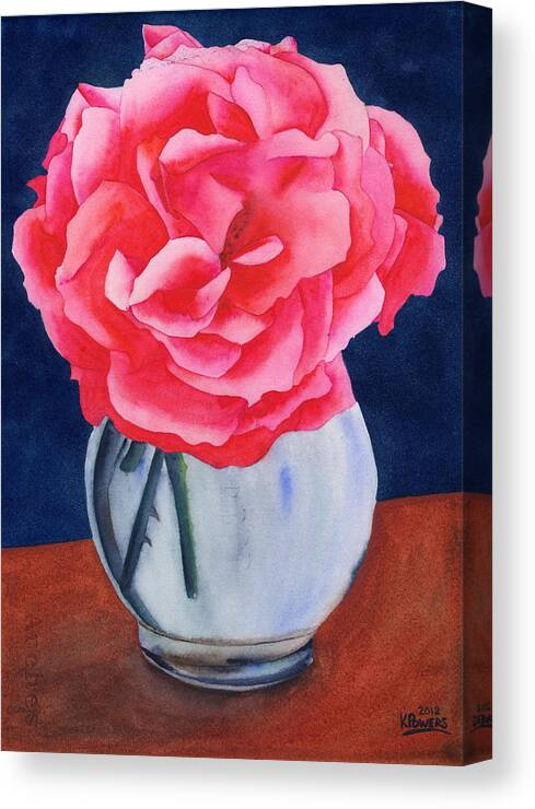 Watercolor Canvas Print featuring the painting Opera Rose by Ken Powers