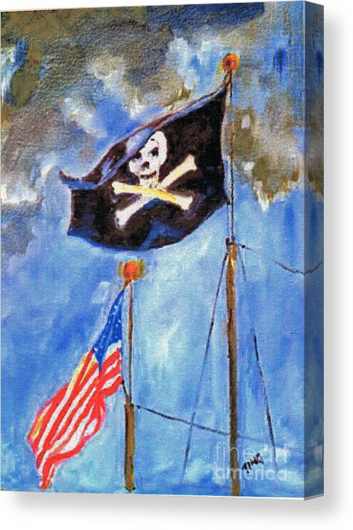 Pirates Canvas Print featuring the painting Pirate flag over Savannah by Doris Blessington