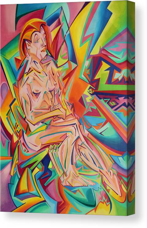 Andrew Chambers Canvas Print featuring the drawing Pseudo-Futurist Nude 3 by Andrew Chambers