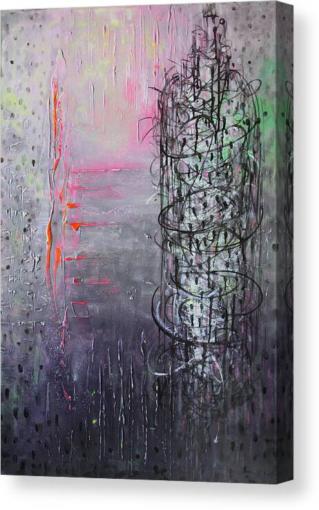Abstract Canvas Print featuring the painting Rain in the Bird Cage by Lolita Bronzini