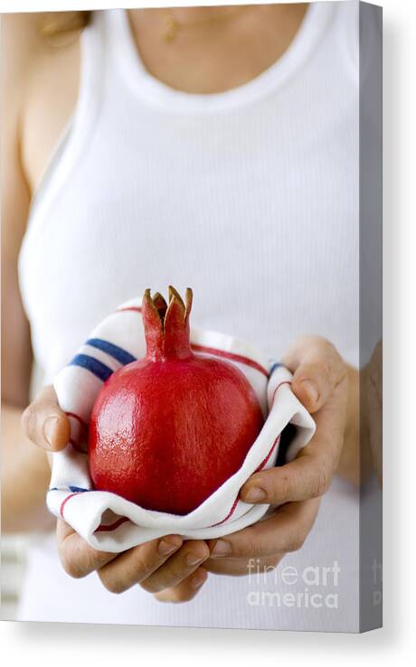 Red Canvas Print featuring the photograph Red Ripe Pomegranate by Shahar Tamir