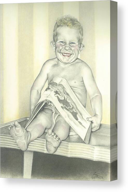 Graphite Canvas Print featuring the photograph See I Can Read by Tess Lee Miller