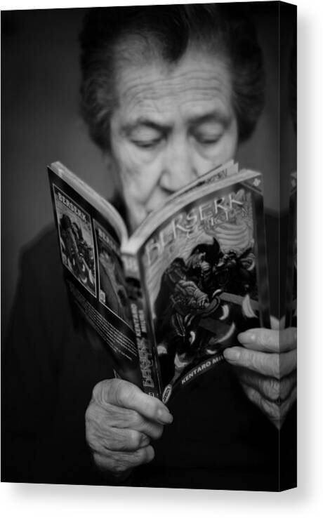 Reading Canvas Print featuring the photograph Sober reading by Laura Melis