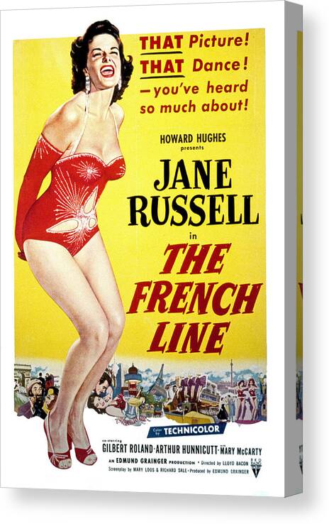 1950s Movies Canvas Print featuring the photograph The French Line, Jane Russell, 1954 by Everett