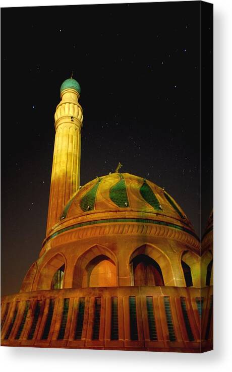 Baghdad Canvas Print featuring the photograph Towering Mosque in the Night by Rick Frost