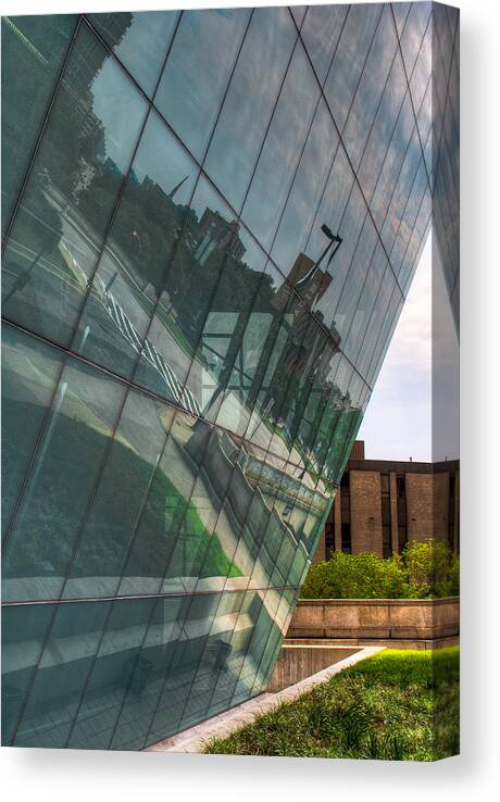 Arts District Canvas Print featuring the photograph Triangles and Reflections by Dennis Dame