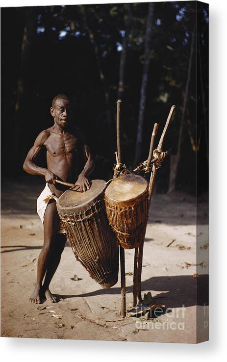 Pygmy Canvas Print featuring the photograph Tribal Dancing, Dr Congo by Elizabeth Kingsley