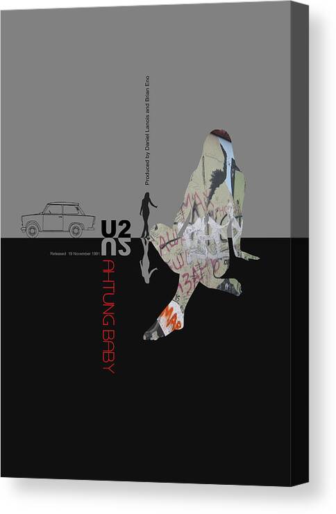 U2 Canvas Print featuring the digital art U2 Poster by Naxart Studio