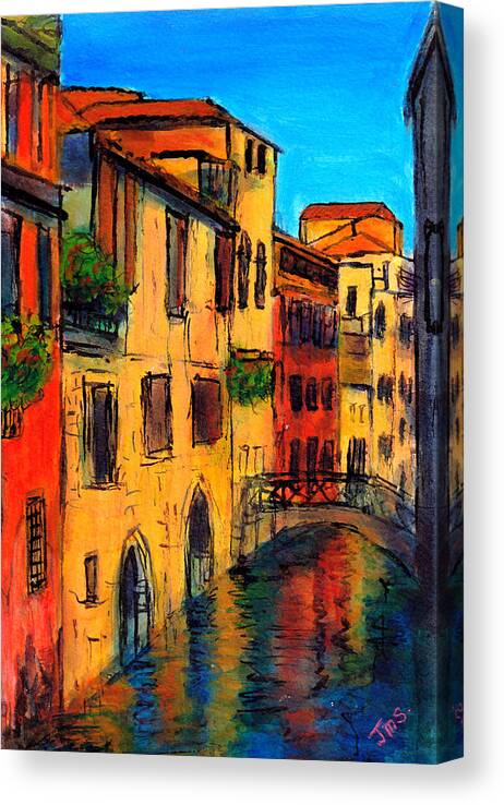 Italy Canvas Print featuring the painting Venice Relflections by Jackie Sherwood