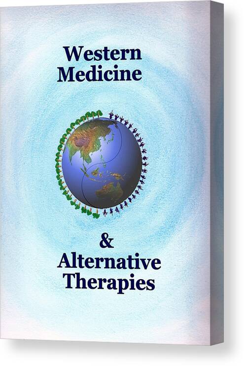Ahonu Canvas Print featuring the painting Western Medicine and Alternative Therapies by AHONU Aingeal Rose