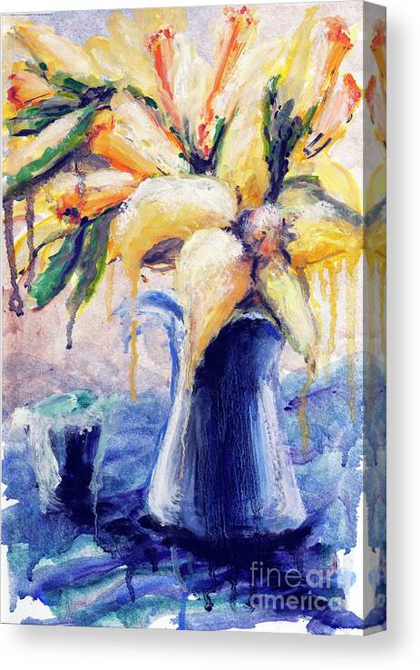 Still Life Canvas Print featuring the painting 01353 Daffodils by AnneKarin Glass