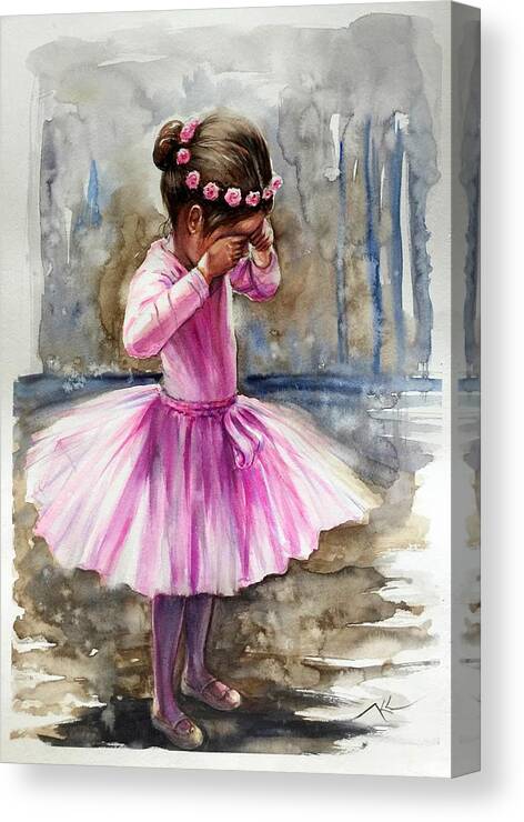 A Girl Canvas Print featuring the painting After the rehearsal #1 by Katerina Kovatcheva