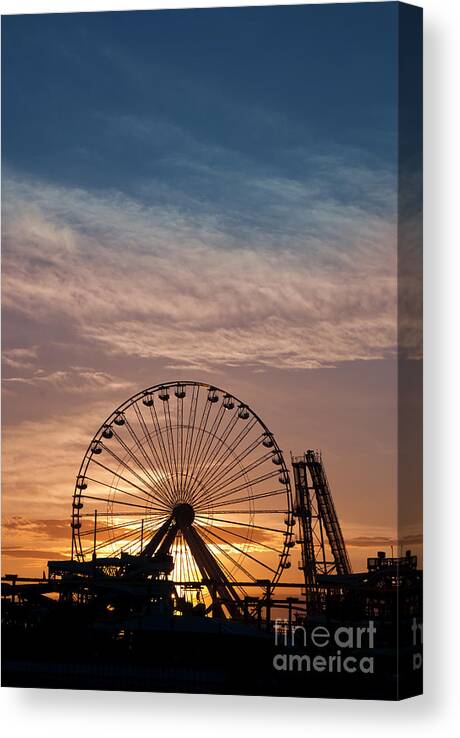 Amusement Park Canvas Print featuring the photograph Amusement Park Sunset #1 by Anthony Totah