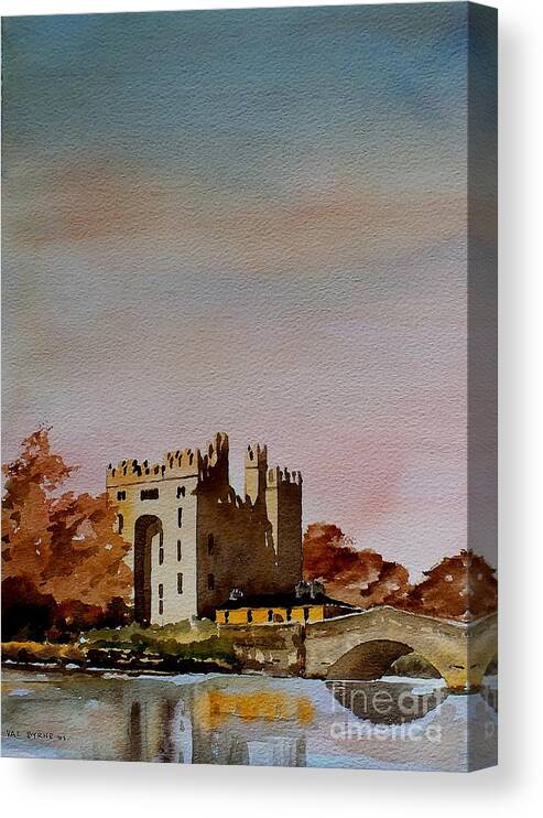  Canvas Print featuring the painting Bunratty Castle, Clare #1 by Val Byrne