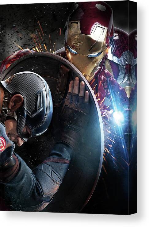 Captain America Vs Iron Man War Poster Art Print Black /& White Card or Canvas