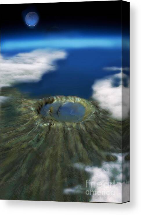 Art Canvas Print featuring the photograph Chicxulub Crater, Illustration #1 by Spencer Sutton