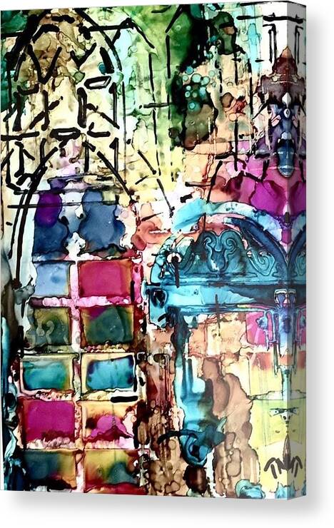 Church Canvas Print featuring the painting Church Windows #2 by Tommy McDonell