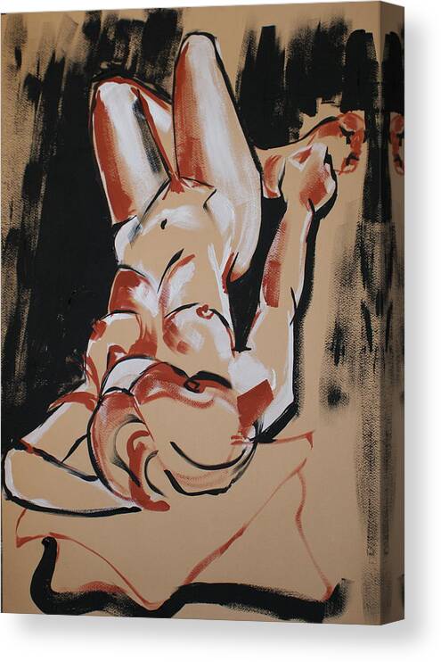 Nudes Canvas Print featuring the painting Female Model #1 by Joanne Claxton