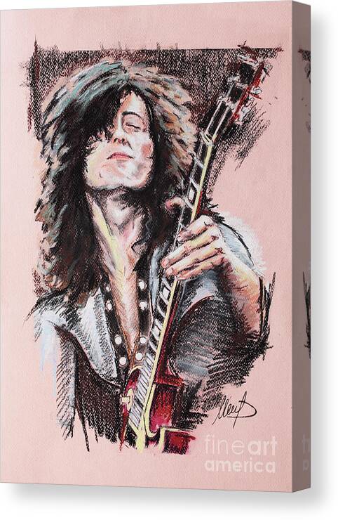 Jimmy Page Canvas Print featuring the painting Jimmy Page #2 by Melanie D