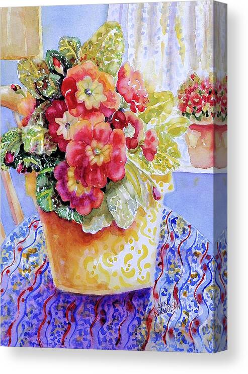 Watercolor Canvas Print featuring the painting Kitchen Primrose II #1 by Ann Nicholson