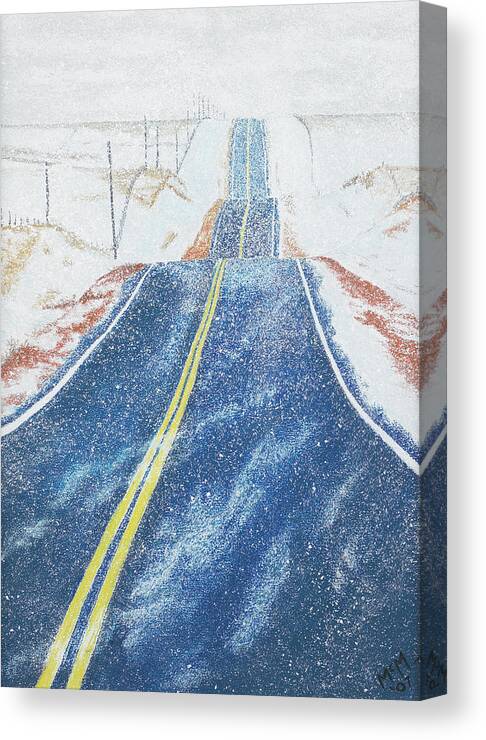 Kansas Canvas Print featuring the pastel Lonesome Highway #2 by Garry McMichael