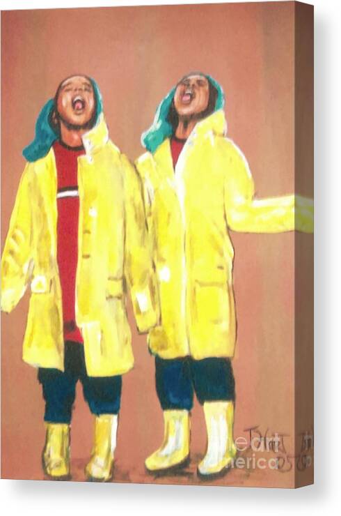 Rain Drops Weather Children Canvas Print featuring the painting Rain Drop's #1 by Tyrone Hart