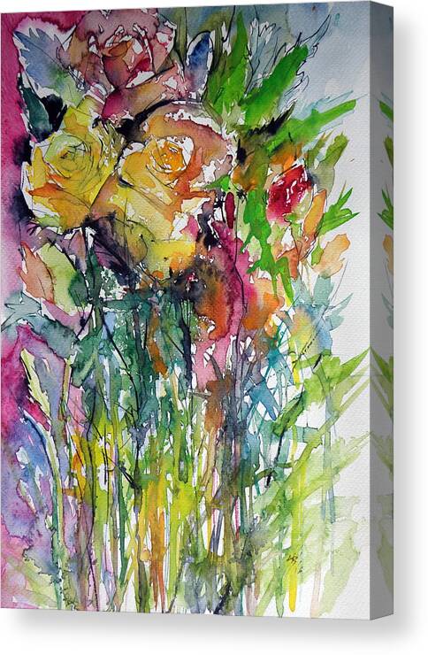 Rose Canvas Print featuring the painting Roses #1 by Kovacs Anna Brigitta
