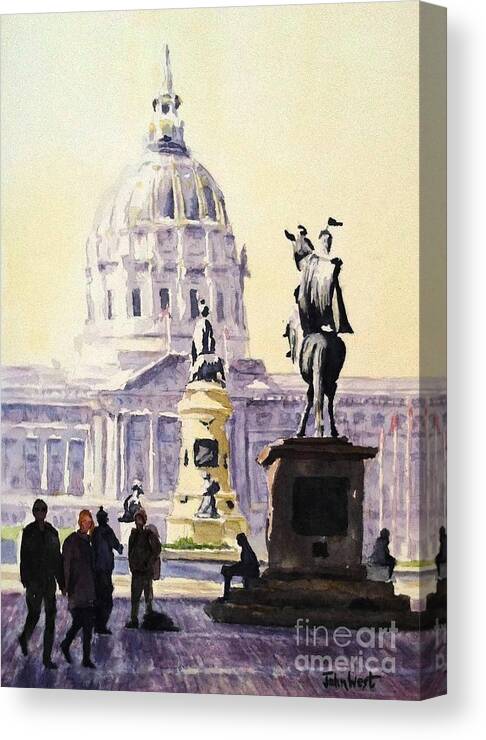 San Francisco Canvas Print featuring the painting SF City Hall by John West