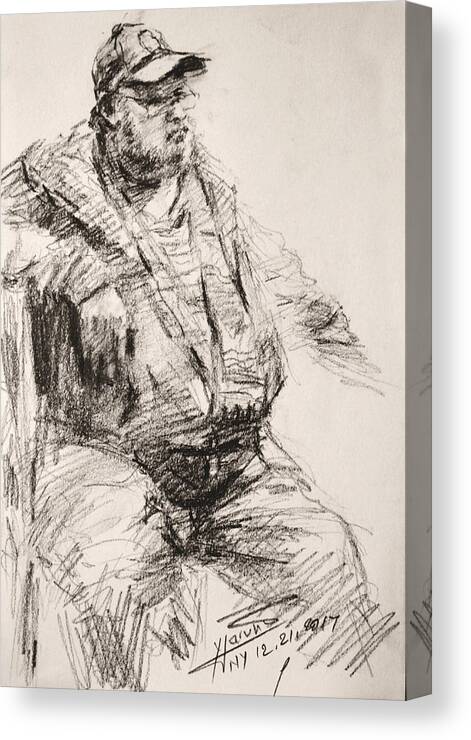 Man Canvas Print featuring the drawing Sketch Man 20 #1 by Ylli Haruni