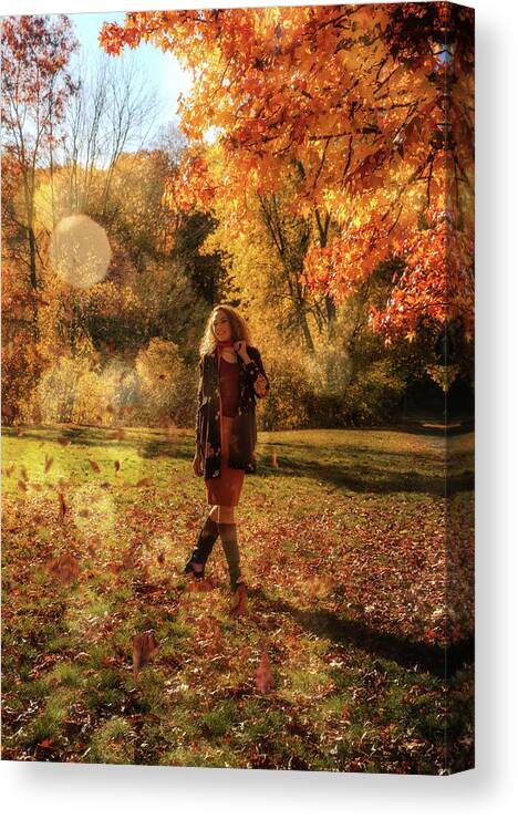 Autumn Canvas Print featuring the photograph The day in October by Lilia D