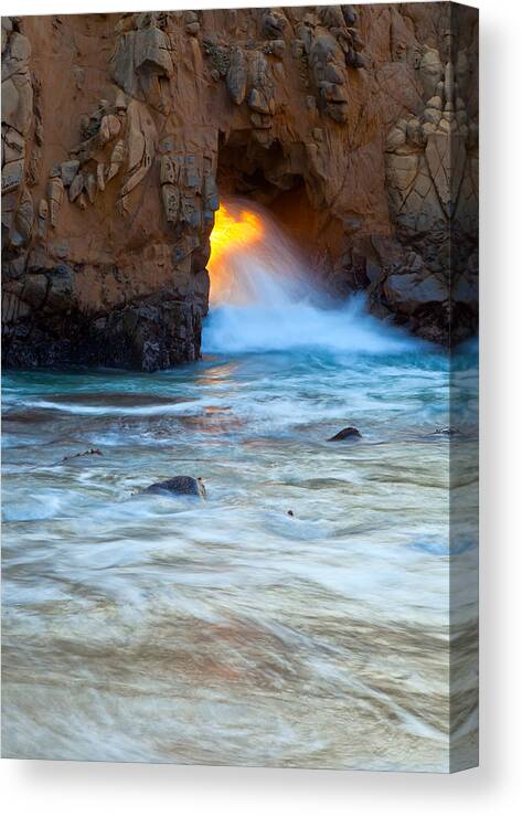 Landscape Canvas Print featuring the photograph Water and Fire by Jonathan Nguyen