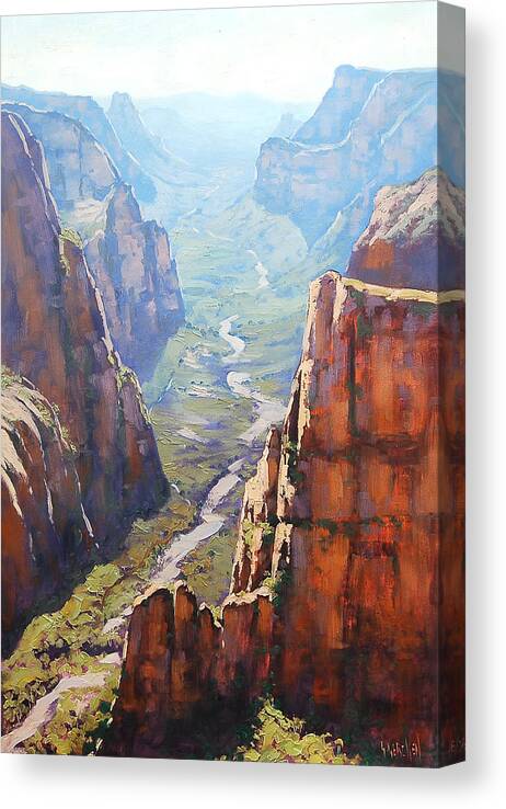Paintings Canvas Print featuring the painting Zion Canyon by Graham Gercken