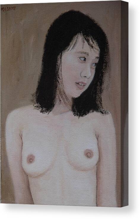 Nude Canvas Print featuring the painting Conversation #13 by Masami IIDA