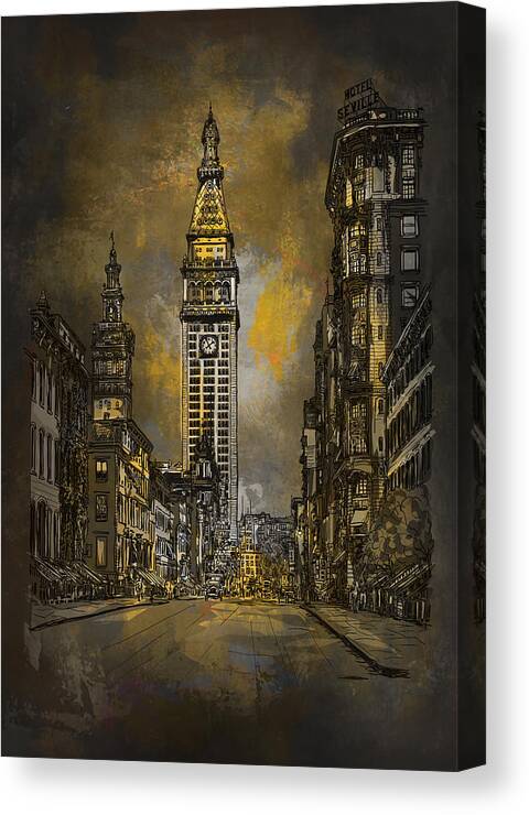 New York Canvas Print featuring the digital art 1910y Madison Avenue NY. by Andrzej Szczerski