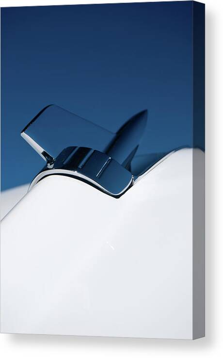Chevy Canvas Print featuring the photograph 1957 Chevy Belair Hood Rocket by Jani Freimann