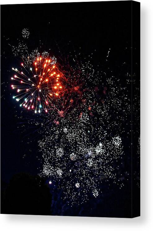 Night Canvas Print featuring the photograph Fireworks3 by Doolittle Photography and Art