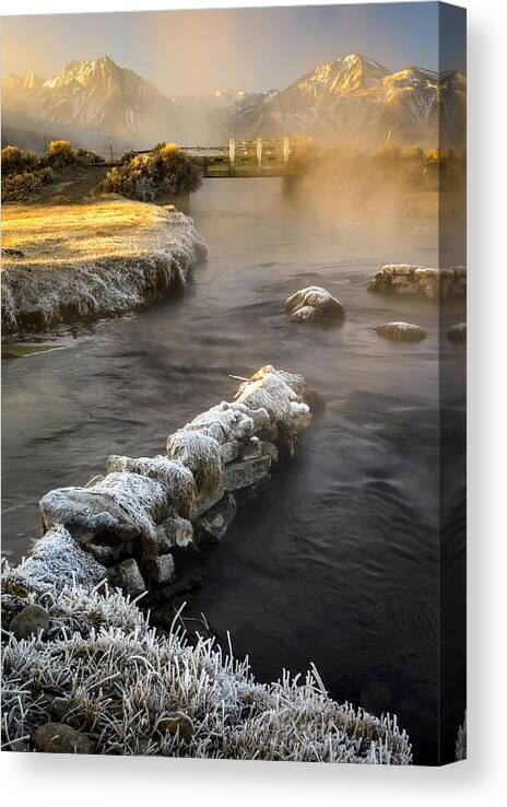 Eastern Sierra Canvas Print featuring the photograph Hot Creek in Winter #3 by Joe Doherty