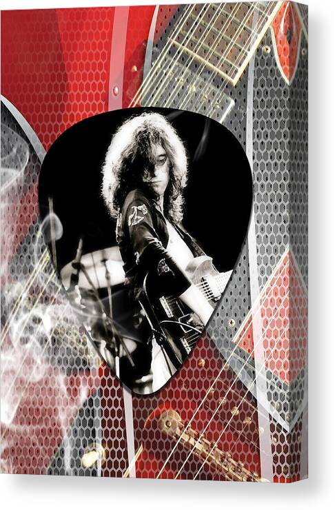 Jimmy Page Canvas Print featuring the mixed media Jimmy Page Art #1 by Marvin Blaine