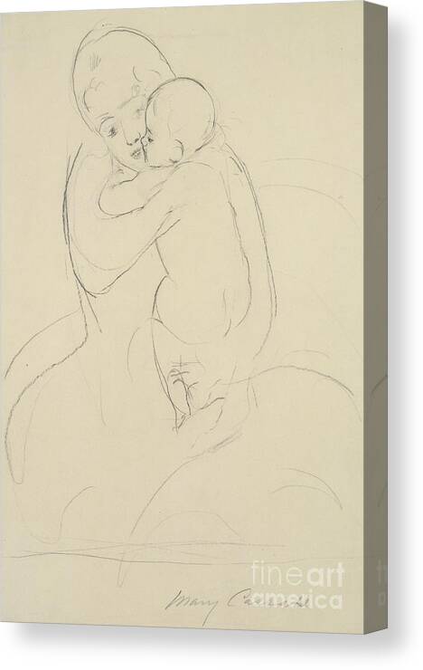 Charcoal Canvas Print featuring the drawing Maternal Caress by Mary Stevenson Cassatt