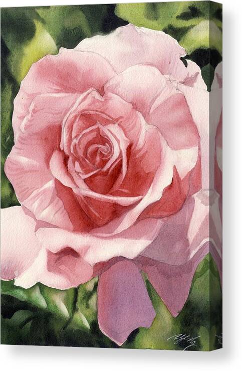 Rose Canvas Print featuring the painting Rose In Pink #3 by Alfred Ng